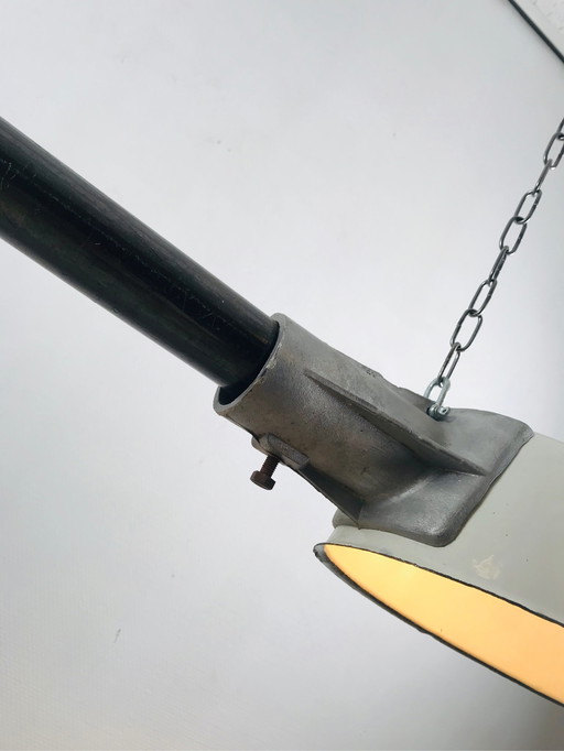 French vintage enamel hanging lamp