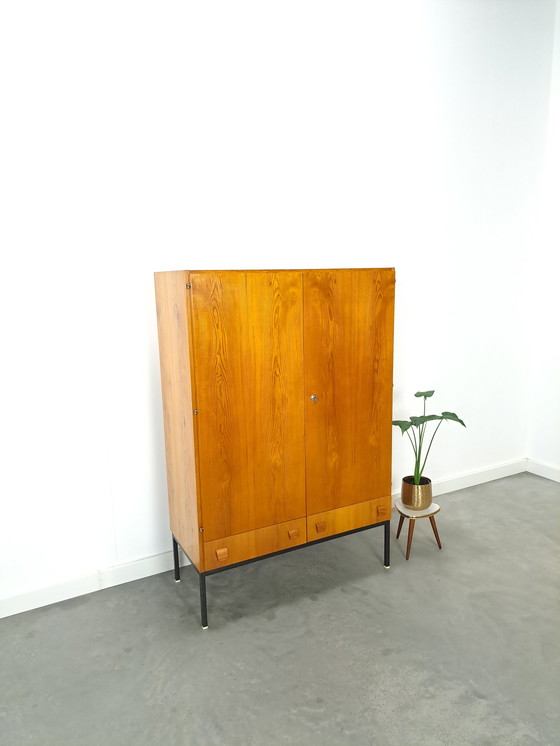 Image 1 of Veneer cabinet with drawers and steel base, wardrobe