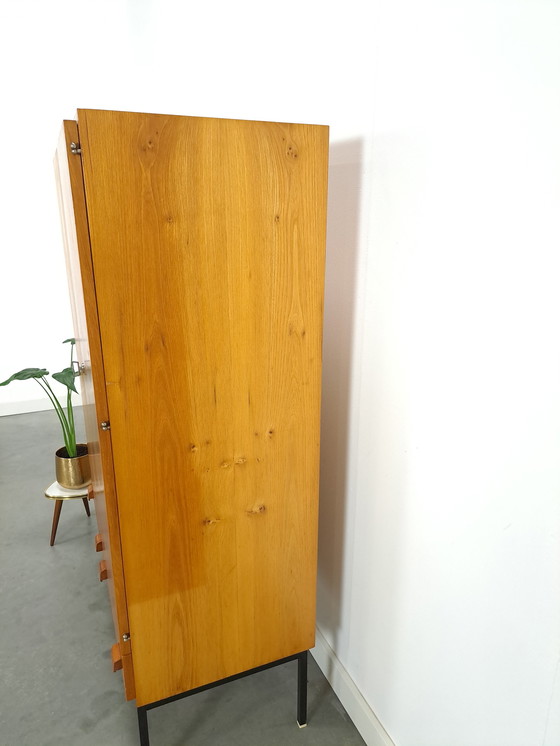 Image 1 of Veneer cabinet with drawers and steel base, wardrobe