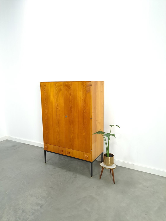 Image 1 of Veneer cabinet with drawers and steel base, wardrobe