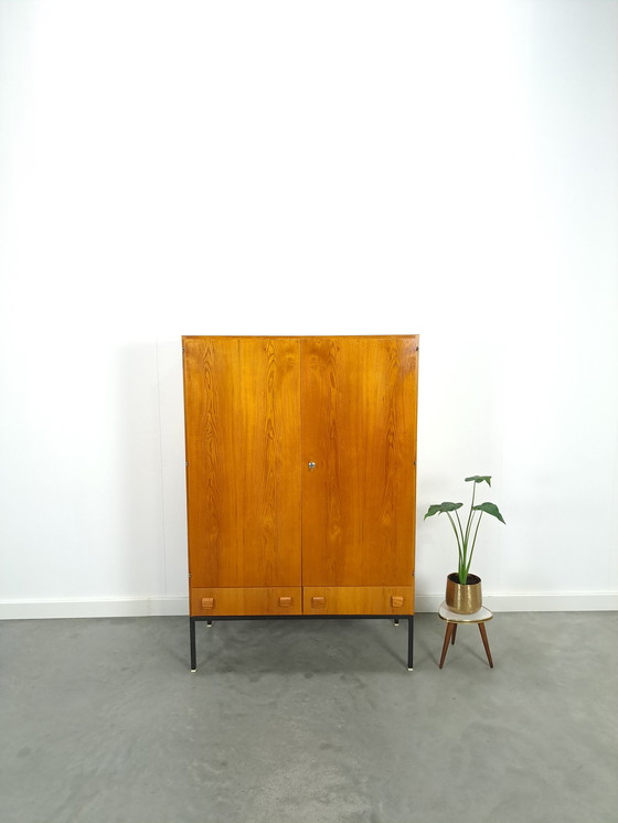 Image 1 of Veneer cabinet with drawers and steel base, wardrobe