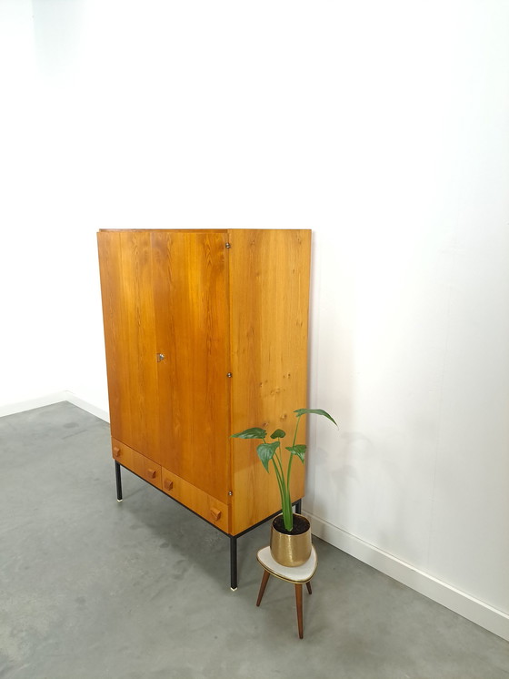 Image 1 of Veneer cabinet with drawers and steel base, wardrobe