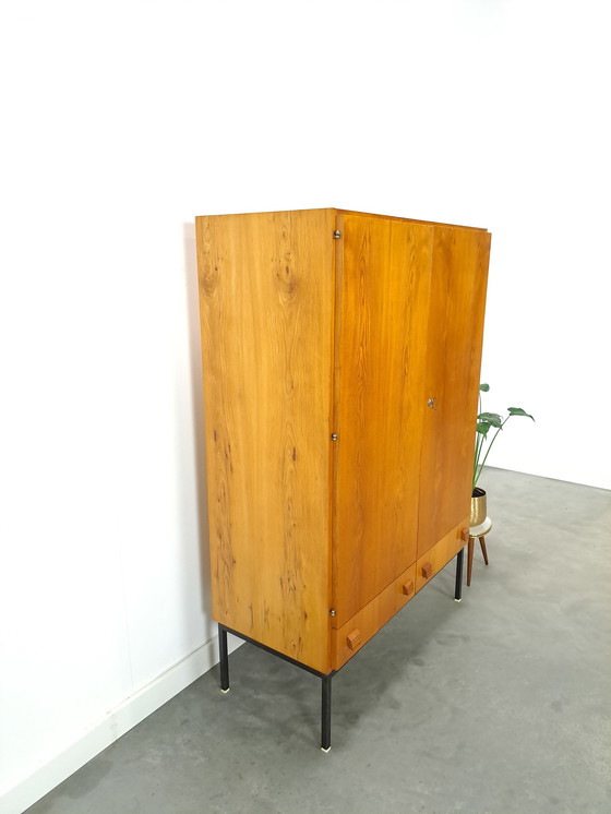 Image 1 of Veneer cabinet with drawers and steel base, wardrobe