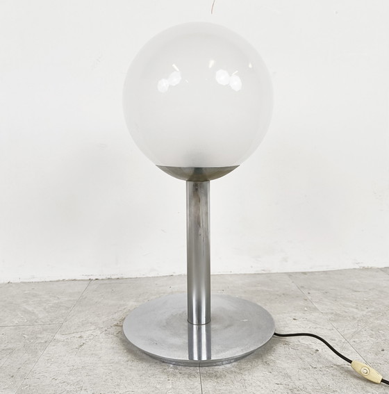 Image 1 of Italian glass and chrome table lamp, 1960s