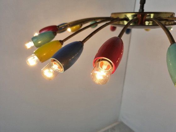 Image 1 of Lampadario vintage a forma di ragno in ottone