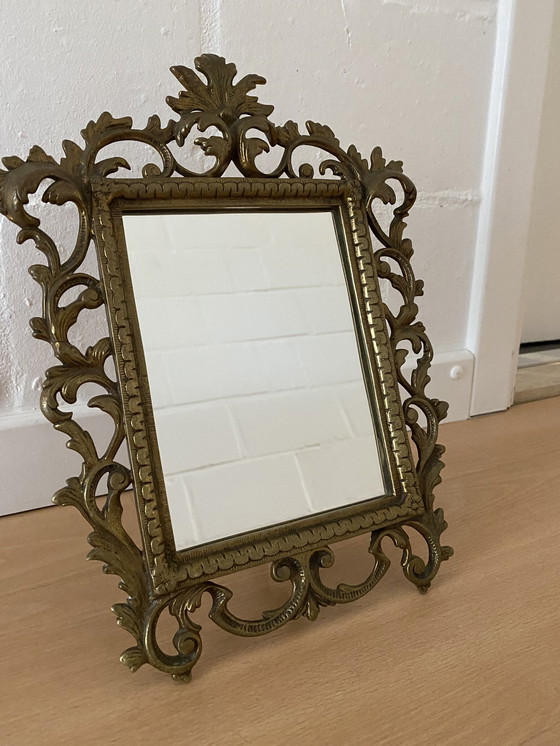 Image 1 of Miroir vintage avec cadre en cuivre massif