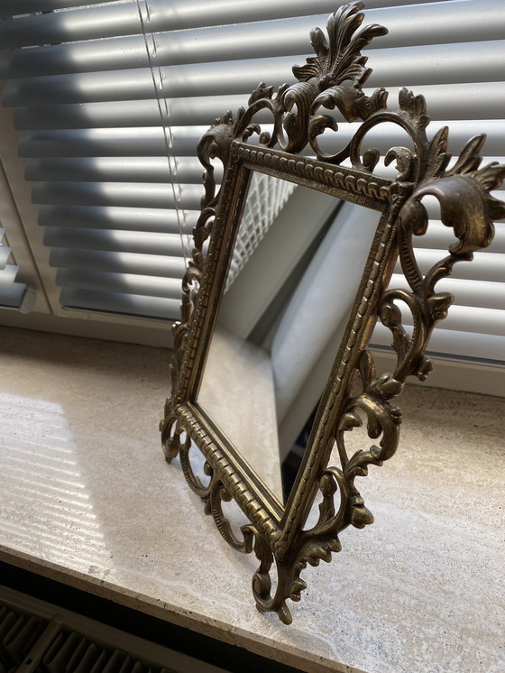 Image 1 of Miroir vintage avec cadre en cuivre massif