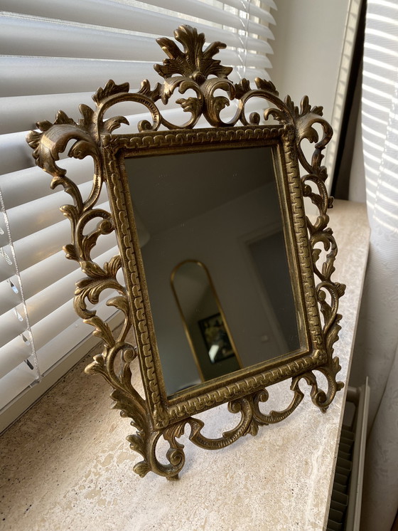 Image 1 of Miroir vintage avec cadre en cuivre massif