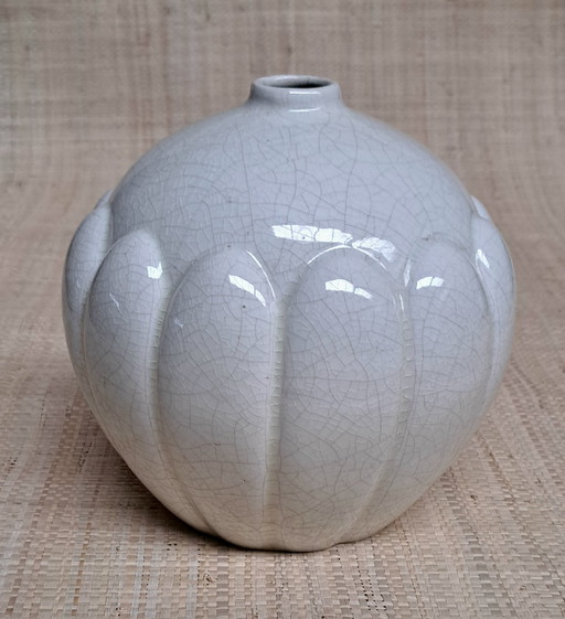 St. Clement France ceramic vase crackle finish