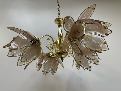 Large lotus brass chandelier