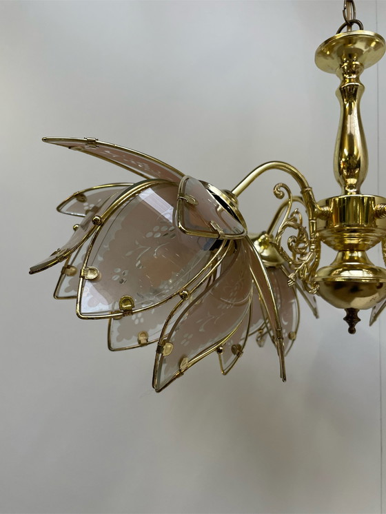 Image 1 of Large lotus brass chandelier