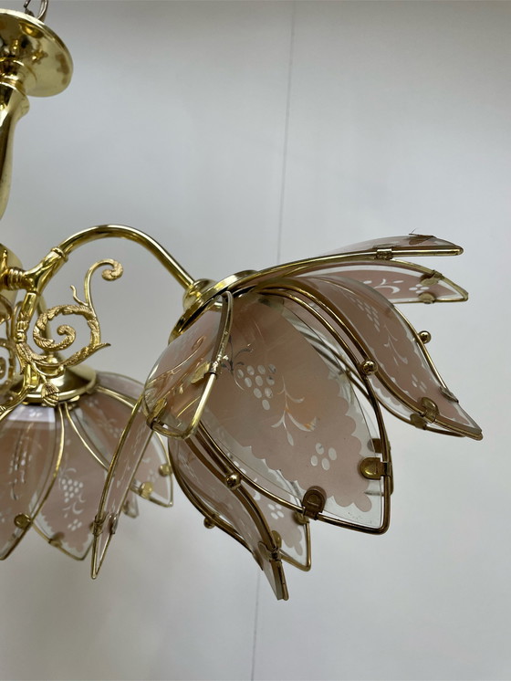 Image 1 of Large lotus brass chandelier