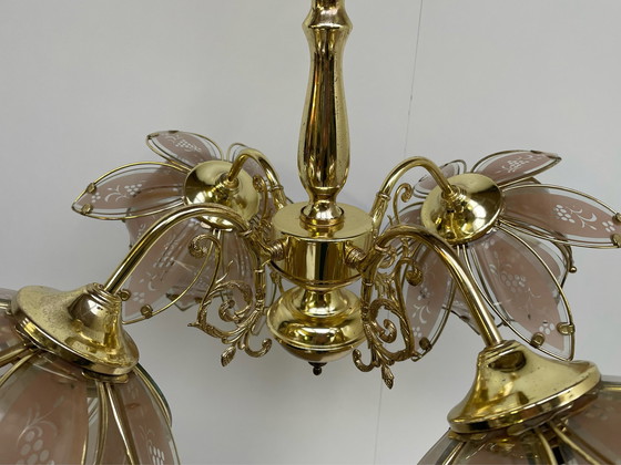 Image 1 of Large lotus brass chandelier