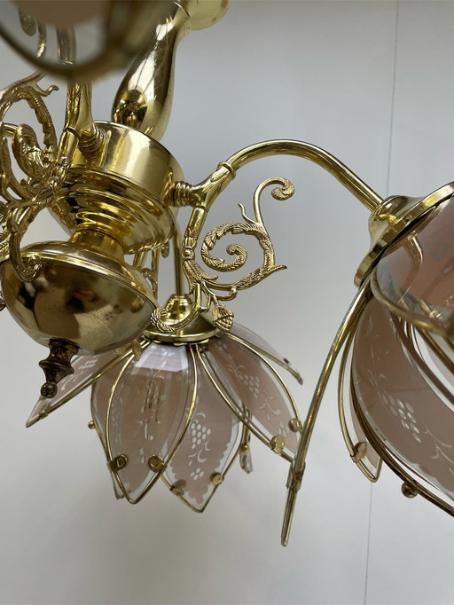 Large lotus brass chandelier