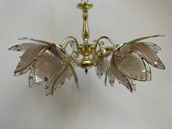 Image 1 of Large lotus brass chandelier