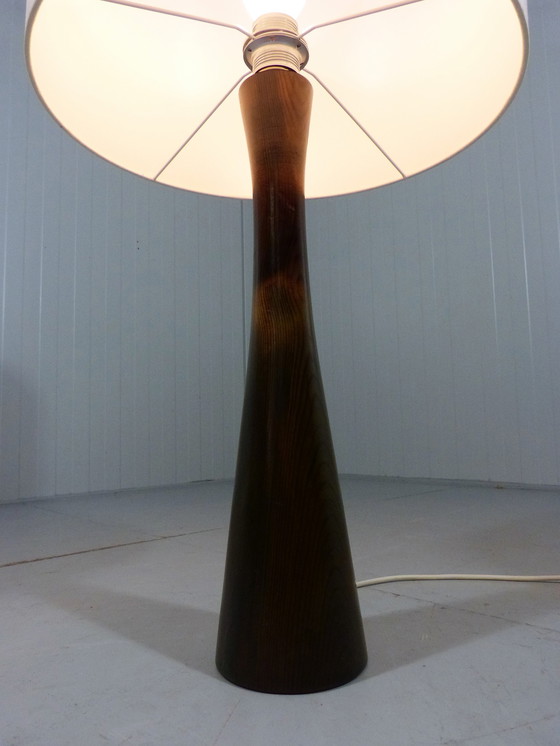 Image 1 of Large wooden vintage diabolo table lamp, 1960's