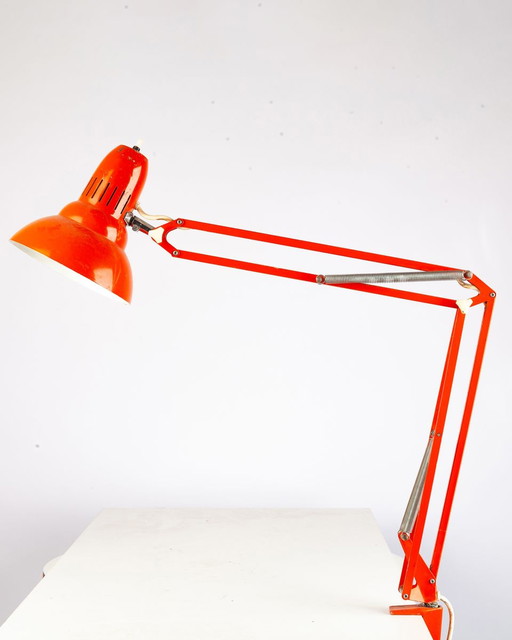 Red Metal Clamp Lamp, 1970s