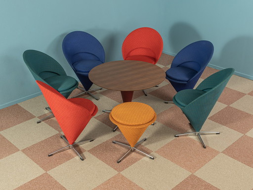 8x Verner Panton Groupe de sièges pour chaises coniques