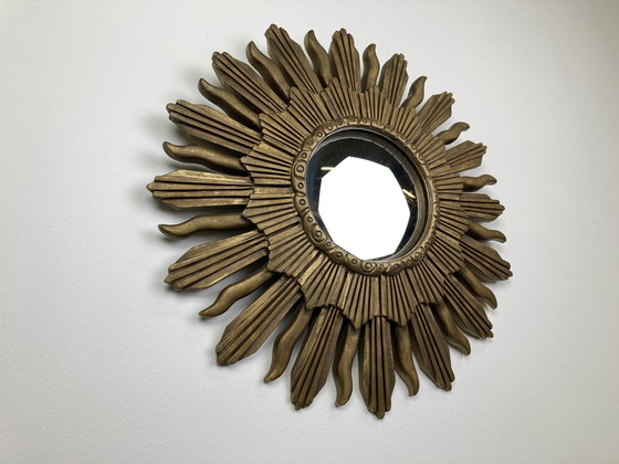 Image 1 of Specchio vintage dorato a raggiera