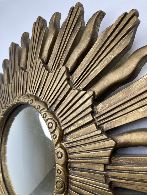 Image 1 of Specchio vintage dorato a raggiera