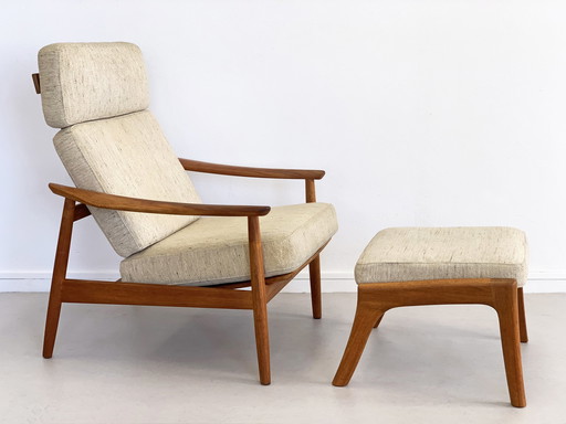 Arne Vodder FD164 France & Son armchair + footstool