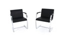 2x Knoll Int. Brno Chair, Cantilever Chair / Freischwinger Stuhl, Mies van der Rohe, Chromed flat steel, leather cover