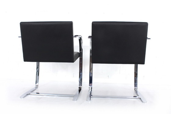 Image 1 of 2x Knoll Int. Brno Chair, Cantilever Chair, Mies van der Rohe, Chromed flat steel, leather cover