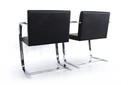 2x Knoll Int. Brno Chair, Cantilever Chair / Freischwinger Stuhl, Mies van der Rohe, Chromed flat steel, leather cover