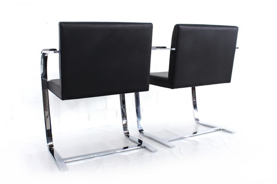 Image 1 of 2x Knoll Int. Brno Chair, Cantilever Chair, Mies van der Rohe, Chromed flat steel, leather cover