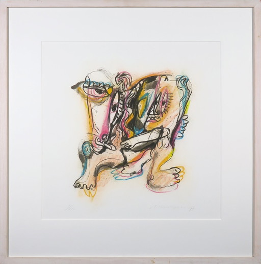 Prachtige litho  Henk Vierveijzer – lithos zeefdrukken, Abstract