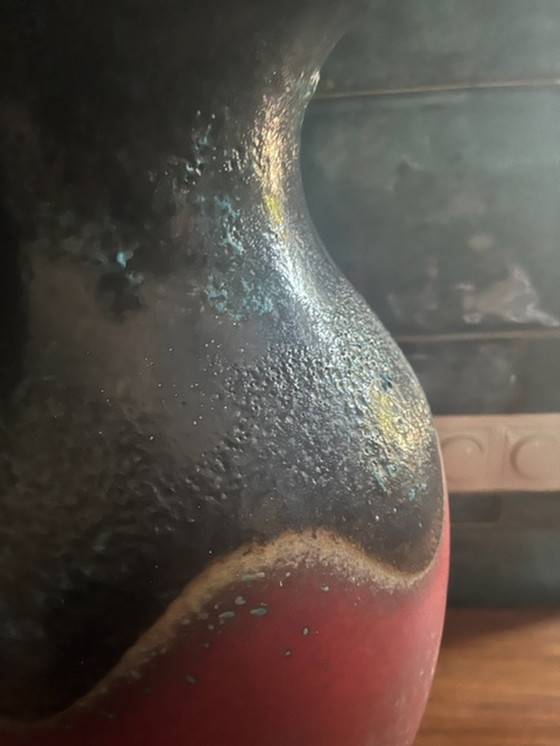 Image 1 of large West Germany floor vase 50cm high black red