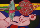 Corneille - Nu a la Rose - color lithograph from 1981