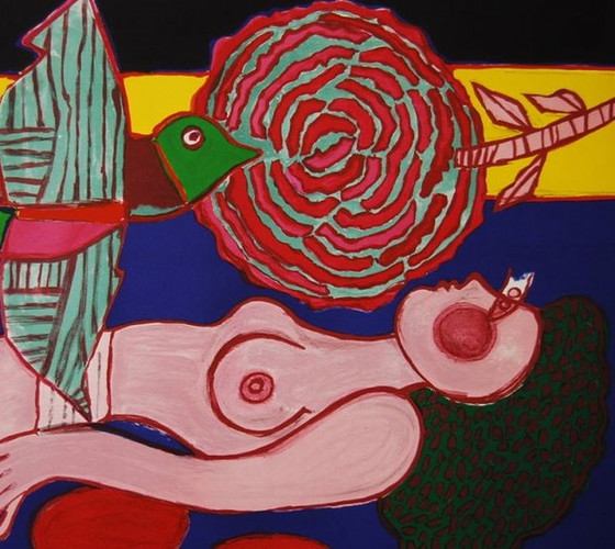 Image 1 of Corneille - Nu a la Rose - litografia a colori del 1981