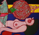 Corneille - Nu a la Rose - color lithograph from 1981