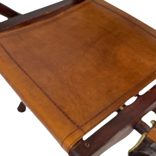 Officer’s chair - wood and leather upholstery - Military Campaign style