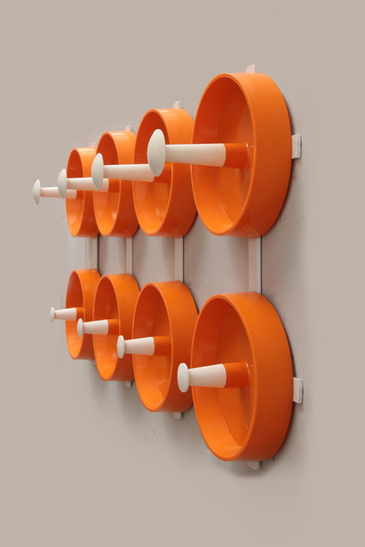 Orange Spage age wall coat rack 1960s