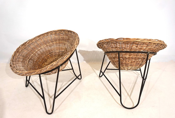 Image 1 of Set of 2 wicker pod chairs from the 60s