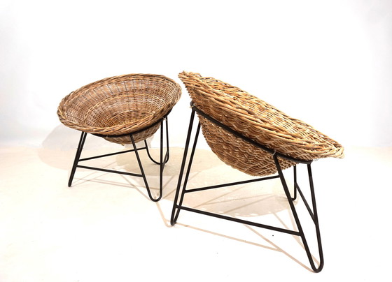 Image 1 of Set of 2 wicker pod chairs from the 60s