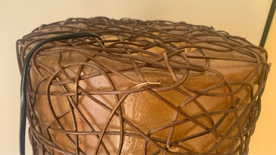 Image 1 of Mid Century Italian Fiberglass/Rattan Lamp