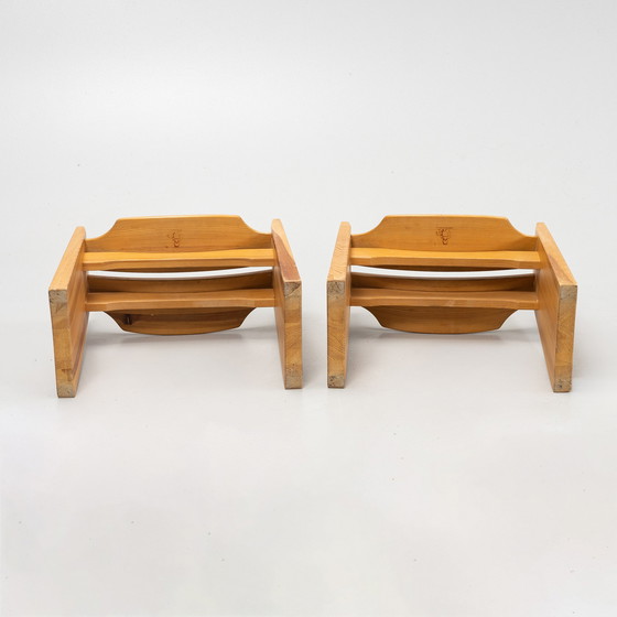 Image 1 of 2x "Jonte" wooden stools Gilbert Marklund for Furusnickarn AB, set of 2