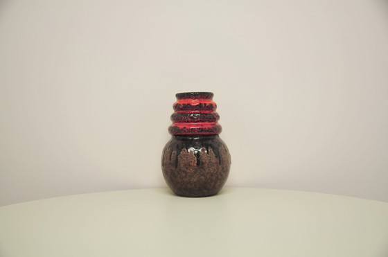 Image 1 of red & brown Fatlava West Germany vase