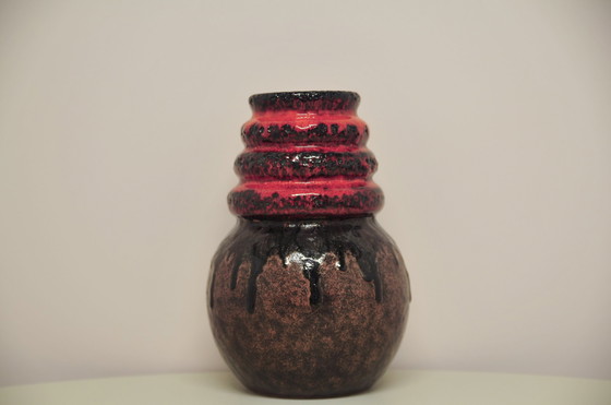 Image 1 of red & brown Fatlava West Germany vase