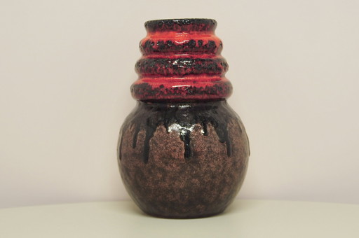 vase Fatlava rouge et brun Allemagne de l'Ouest