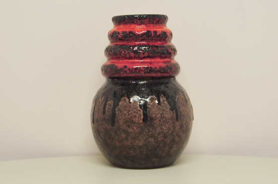 Image 1 of red & brown Fatlava West Germany vase