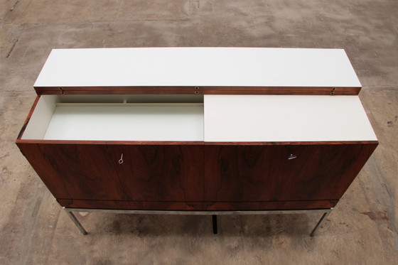 Image 1 of Sideboard and bar cabinet veneer rosewood with refrigerator 1960 Germany.