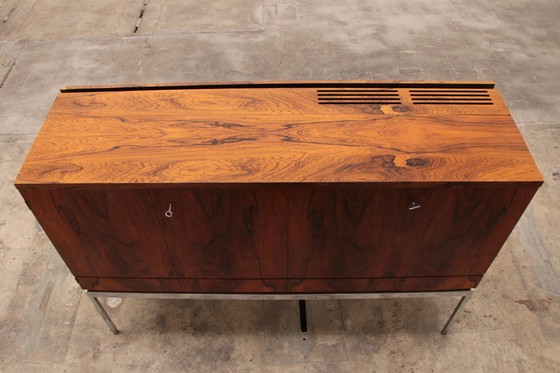 Image 1 of Sideboard and bar cabinet veneer rosewood with refrigerator 1960 Germany.