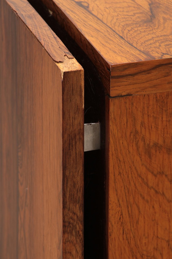 Image 1 of Sideboard and bar cabinet veneer rosewood with refrigerator 1960 Germany.