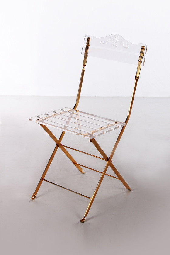 Image 1 of Vintage Hollywood Regency Plexiglass Dining chairs 1970s