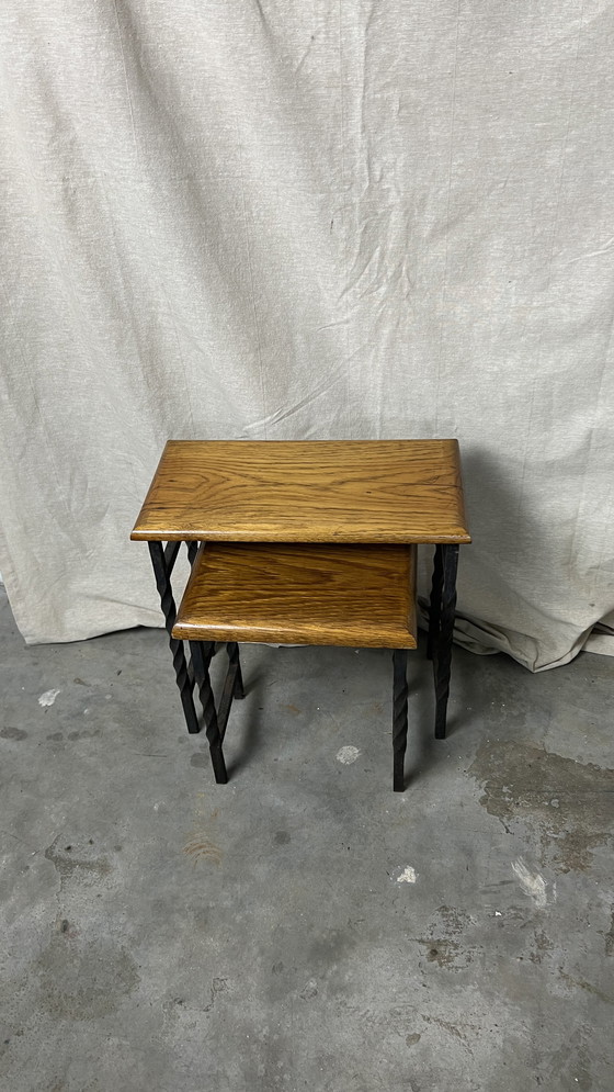 Image 1 of Mimi set of 2 cast iron with oak tables