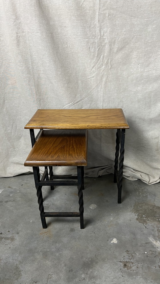 Image 1 of Mimi set of 2 cast iron with oak tables